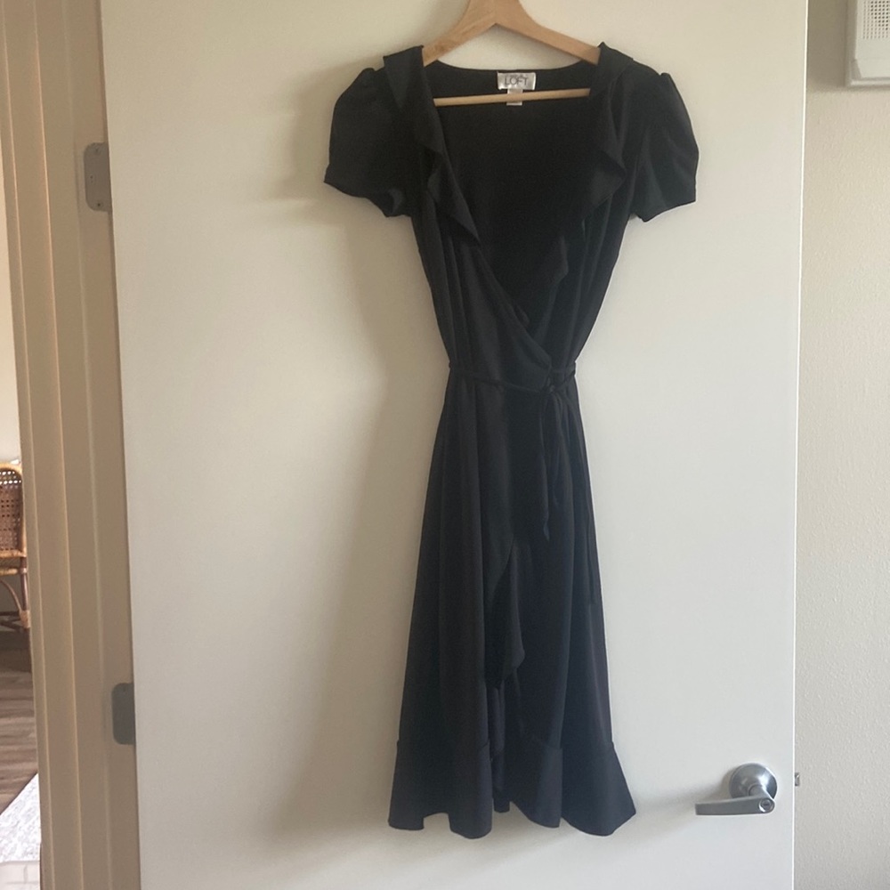 Ann Taylor Loft Black Wrap Dress